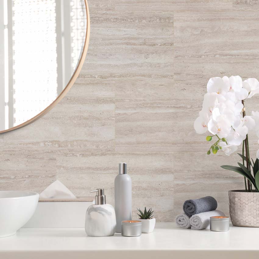 Wandpaneel Dumawall+ Travertino natuursteen bruin 37,5x65cm