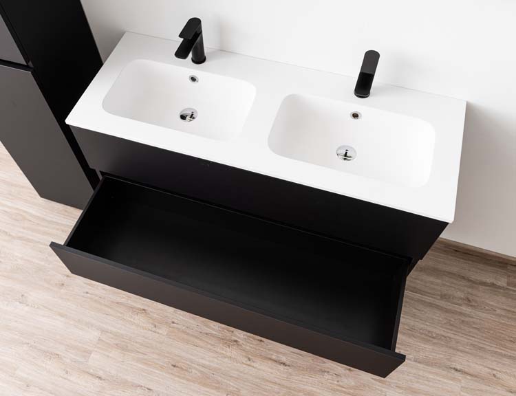 Meuble de salle de bain Puro debout noir mat 1200 mm
