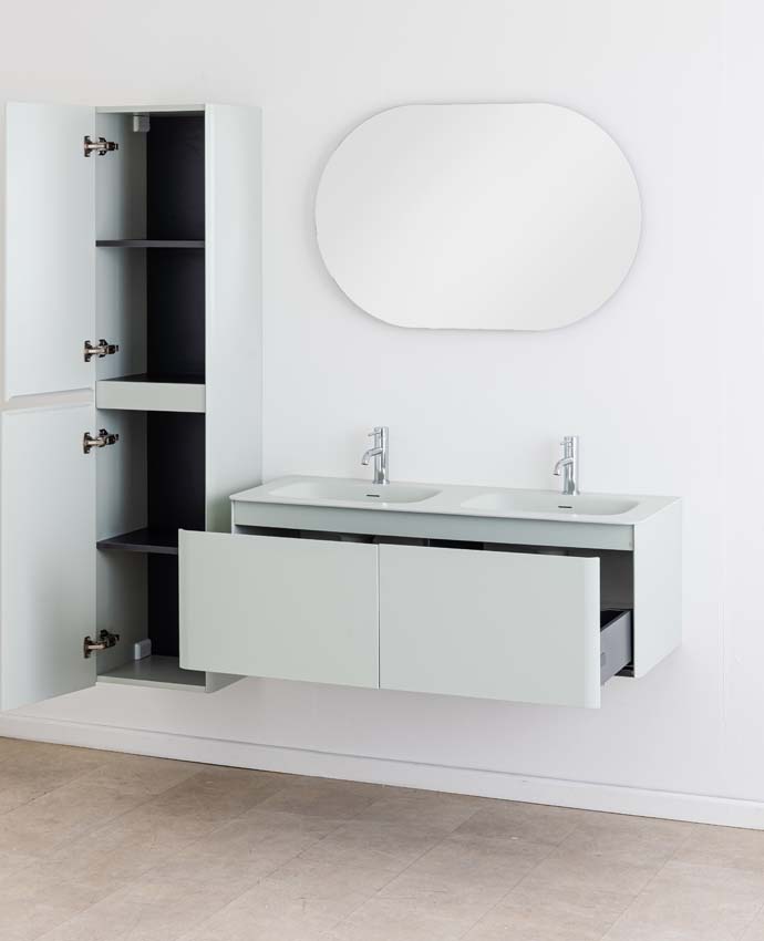 Meuble de salle de bain Austin menthe avec double lavabo mat 120cm