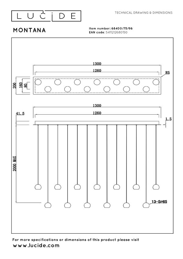 Lucide Premium Montana - Suspension - LED dimmable - CCT - 16x5,7W 2700K/4000K - Fer gris