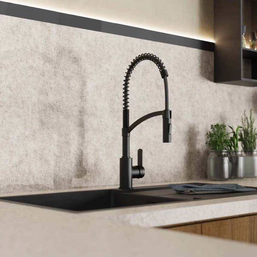 Robinet de cuisine Wasserwerk WK 3 noir mat avec bec extractible