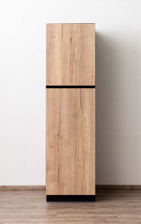 Armoire de cuisine Plenti armoire colonne réfrigérateur noir/aspect bois 60x208cm