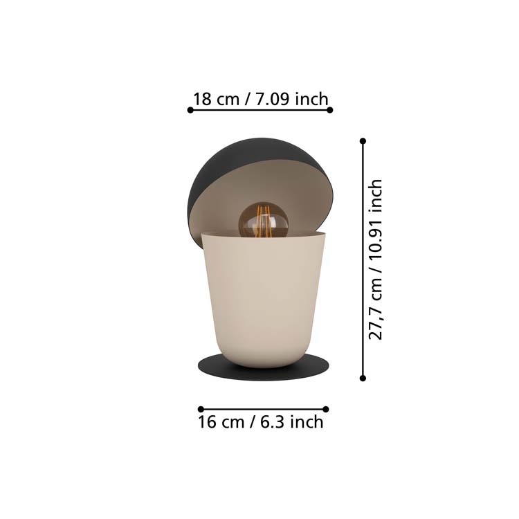 Lampe de table taupe-noir E27