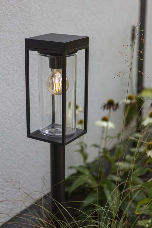 Buitenverlichting lantaarn zwart solar E27 2W