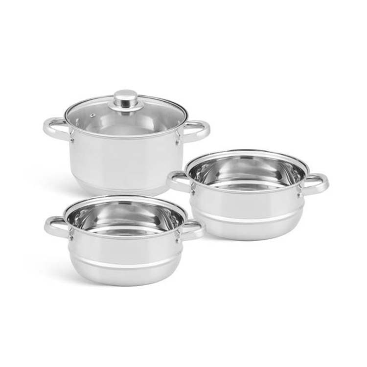 Ensemble casserole à vapeur 4 pièces D18 cm sol de 9 couches 3 marmite