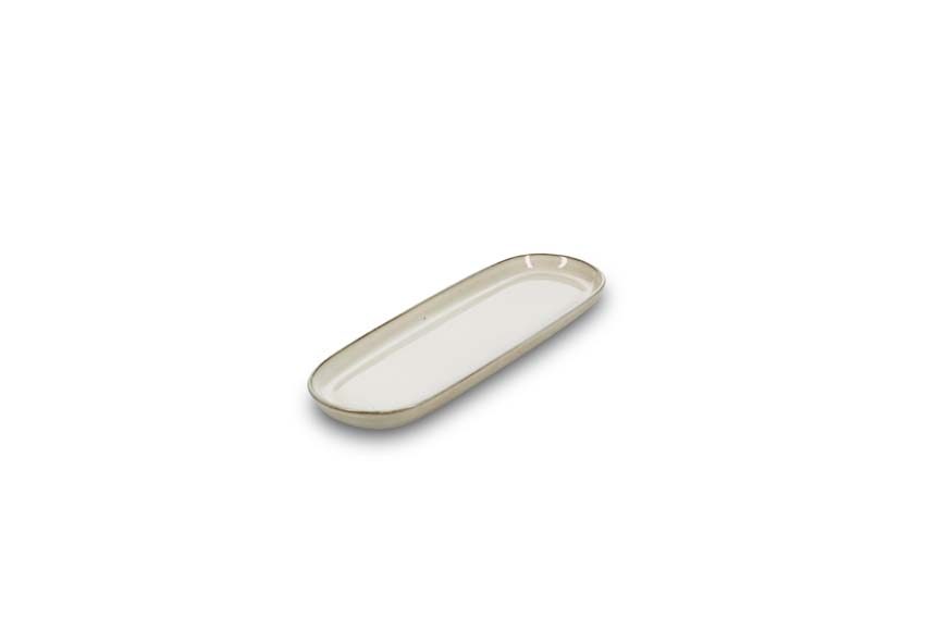 Plat de service Salt & Pepper Meridian en faïence beige 29x10x2cm