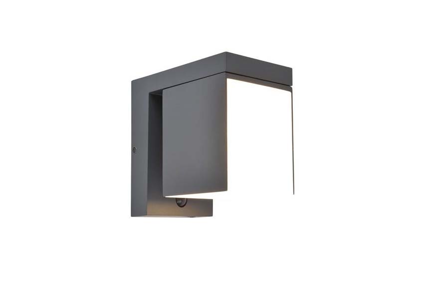 Applique murale extérieur - gris - H13,5cm - LED - 1x9,5W - 3000K - IP54 - détecteur de mouvement
