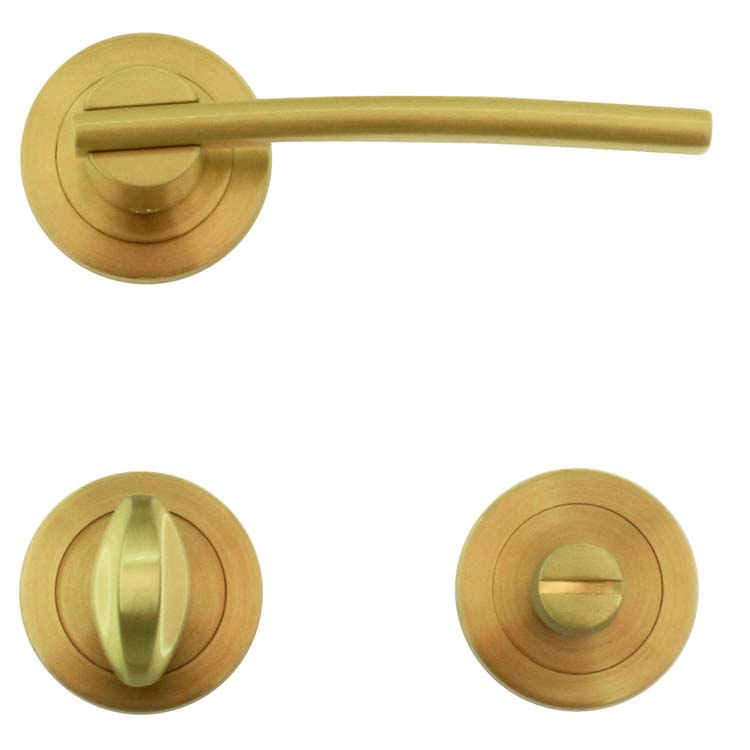 Poignée de porte pro terni cuivre mat avec serrure toilette