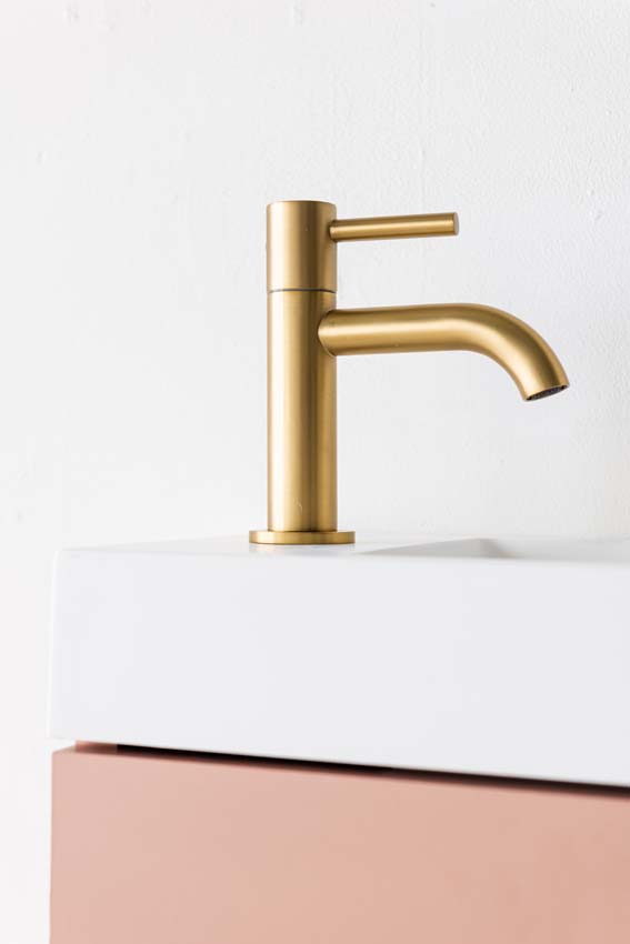 Meuble de toilette Dotan abricot lavabo blanc mat 45x40x22cm