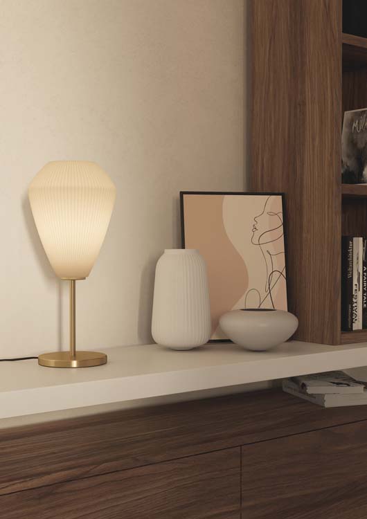 Lampe de table pied en or verre satiné E27 H 46cm