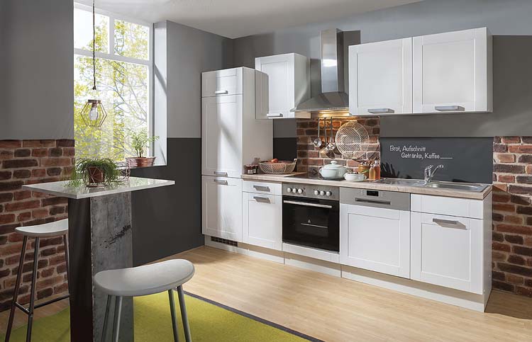 Cuisine 280cm - Njord - blanc rurale - sans appareilles