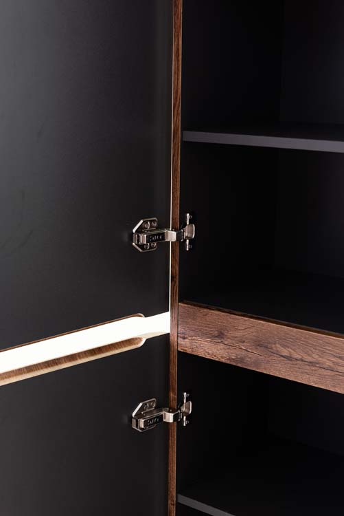 Badkamermeubel Jelte notelaar hangend met dubbele wastafel mat zwart 120cm