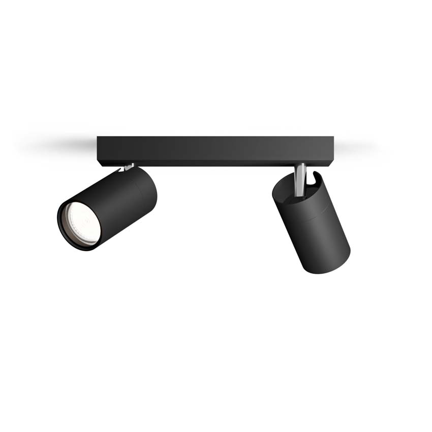 Spot plafond salle de bains noir 2 spots IP44