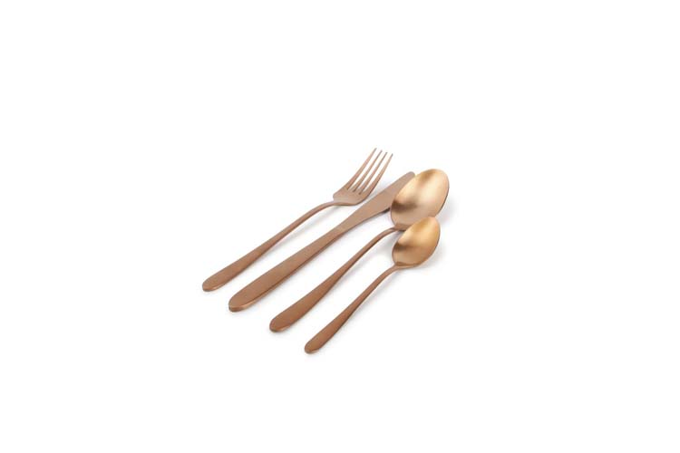 Bestekset 24-delig mat rose goud slim koper