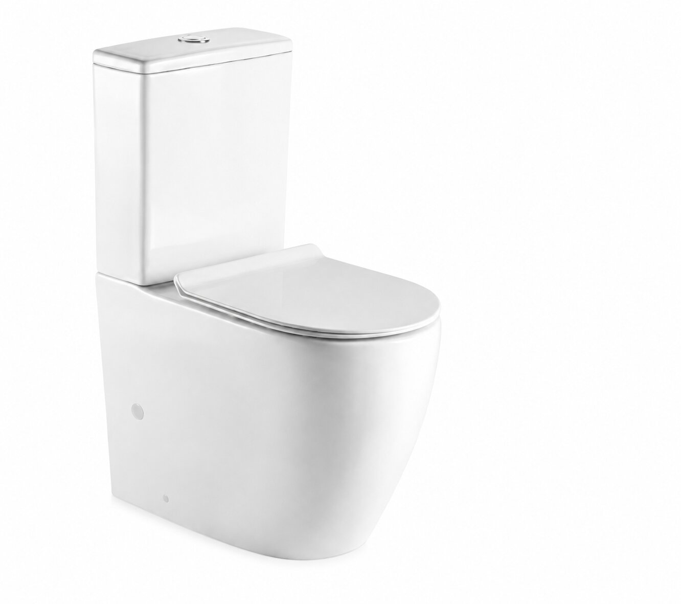 Toilette sur pied Lennox Tornado sans bride blanc brillant surélevé avec sortie murale abattant WC inclus