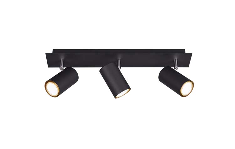 Opbouwspot zwart mat excl lamp LED mogelijk 3 spots