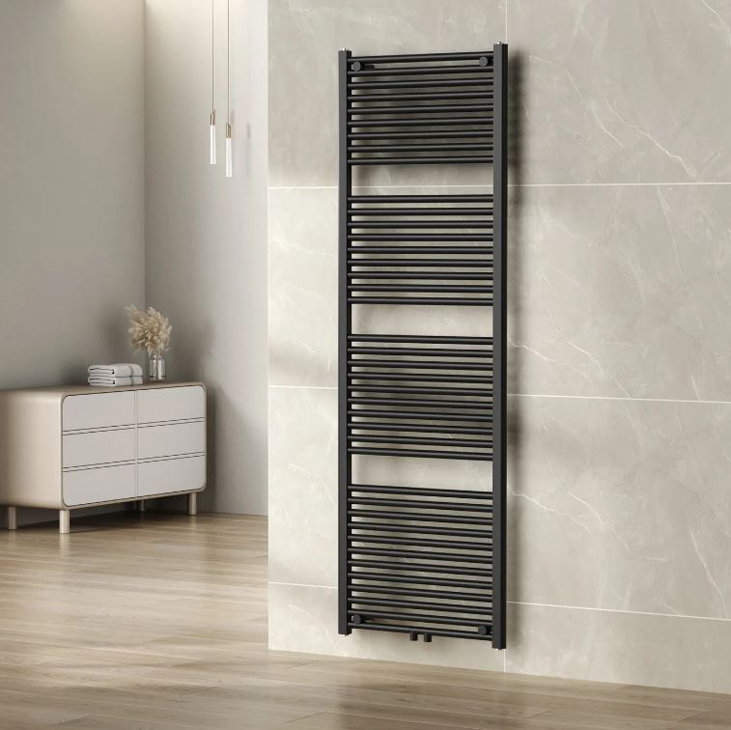 Radiateur sèche-serviettes Kari 181,7x45cm raccordement central anthracite 830W