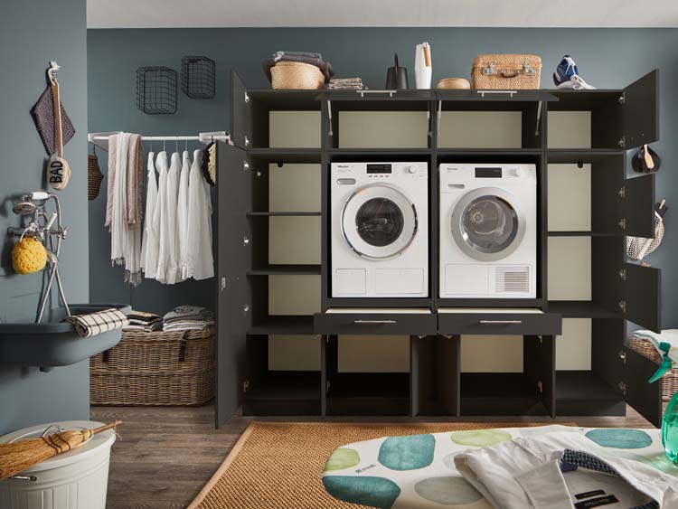 Wasmachine kast Decowash set 17 antraciet 235x67,5x200cm