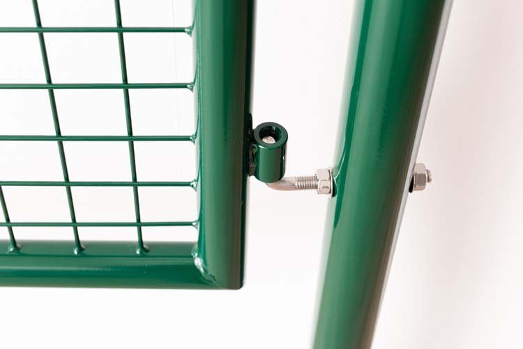 Complete enkele tuinpoort groen 150x125cm - ronde palen, inclusief palen, slot en kruk