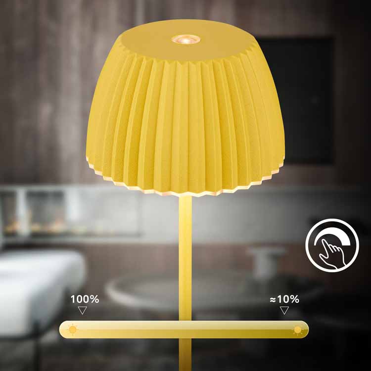 Tafellamp Elvoro - geel - 20cm - dimbaar - LED - 1.5W - 2700K - IP44 - USB