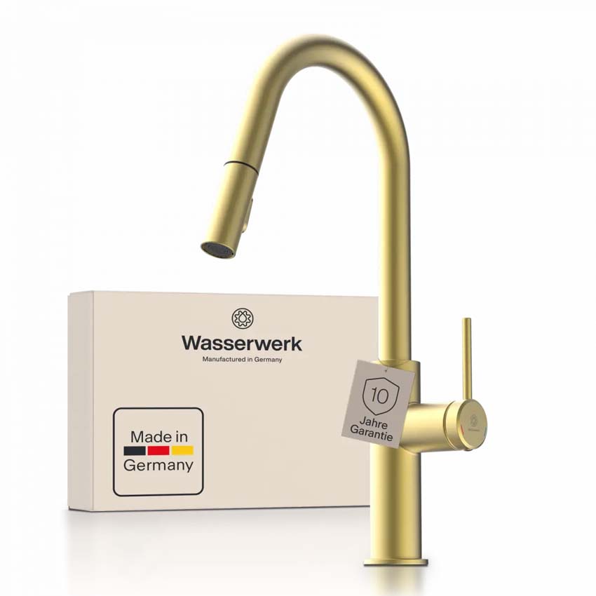 Robinet de cuisine Wasserwerk WK 13 Curve or mat avec bec extractible