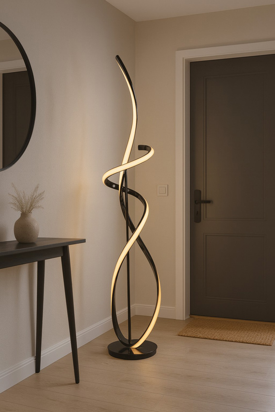 Lampadaire - noir/chrome - Ø25x143cm - dimmable - LED - 1x42W - 3000K
