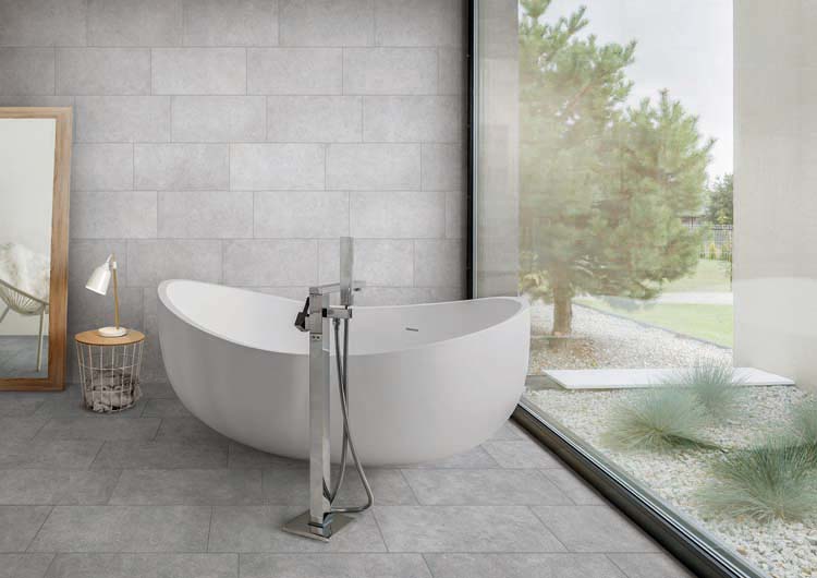 Carrelage de sol et mural Hermis gris clair 30x60cm