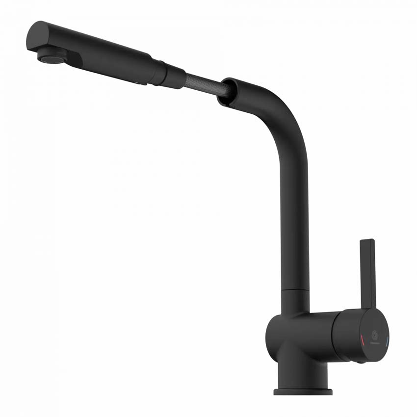 Robinet de cuisine Wasserwerk WK 4 Pro noir mat avec bec extractible