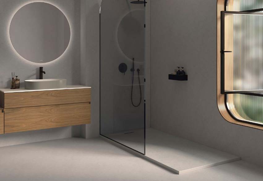 Panneau mural Signature Nordicstone SPC sans joint gris 120x260x0,4cm