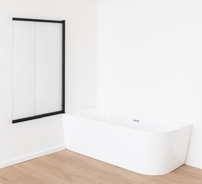 Pare-baignoire Unna verre/noir mat extensible 100x145cm