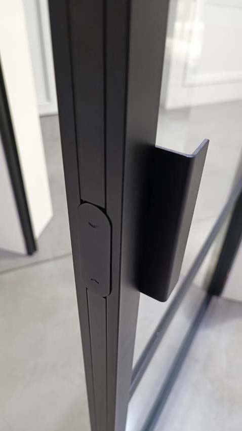 Porte intérieure double vitrée Luxe Dimaro Nero verre mat sur mesure noir poussant à droite