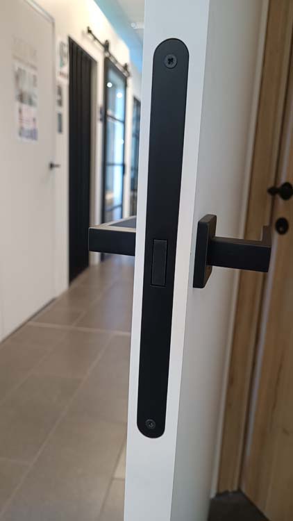 Porte intérieure complète Pro Palladium blanc 201,5x63cm tubulaire gauche + châssis coulissant 8-10,5cm