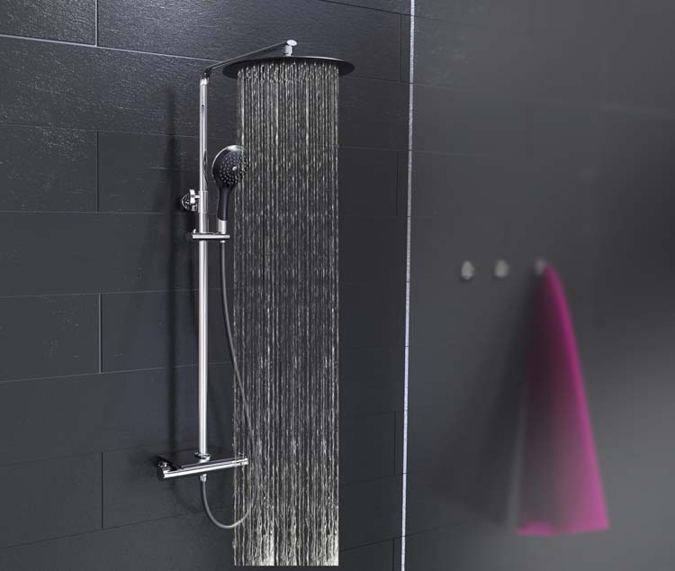 Set de douche Fiona thermostatique noir/chrome Set de douche Fiona thermostatique noir/chrome