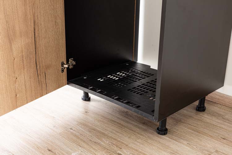 Armoire de cuisine Plenti armoire colonne réfrigérateur noir/aspect bois 60x208cm