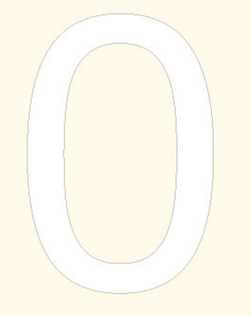 Numéro de maison 0 blanc 10cm avec bande adhésive
