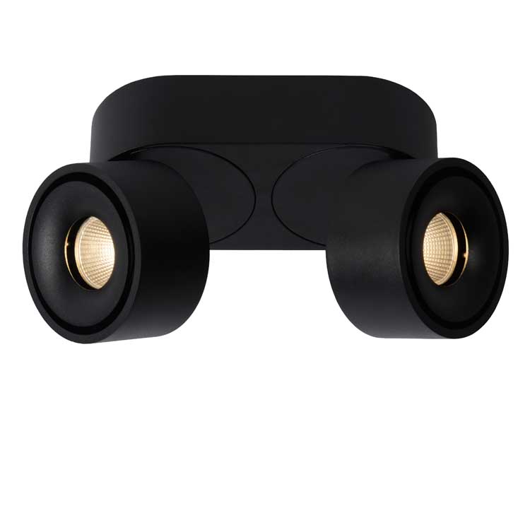 Lucide YUMIKO - Plafondspot - LED Dimb. - 2x8W 2700K - Zwart