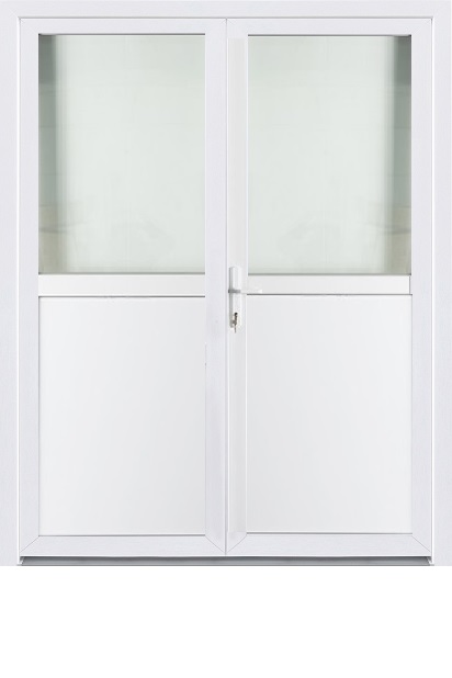 Porte extérieure pvc anthra/blanche double demi-vitrée out G SUR MESURE