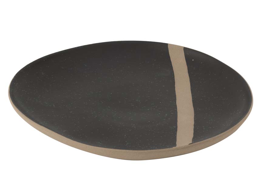 Assiette en céramique noir/taupe 28cm