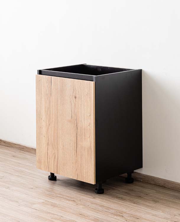 Armoire de cuisine Plenti meuble bas, noir/aspect bois, 60x78cm