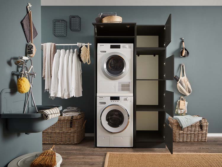 Wasmachine kasten Decowash - set 1 - antraciet - 67,5x117,5x200cm