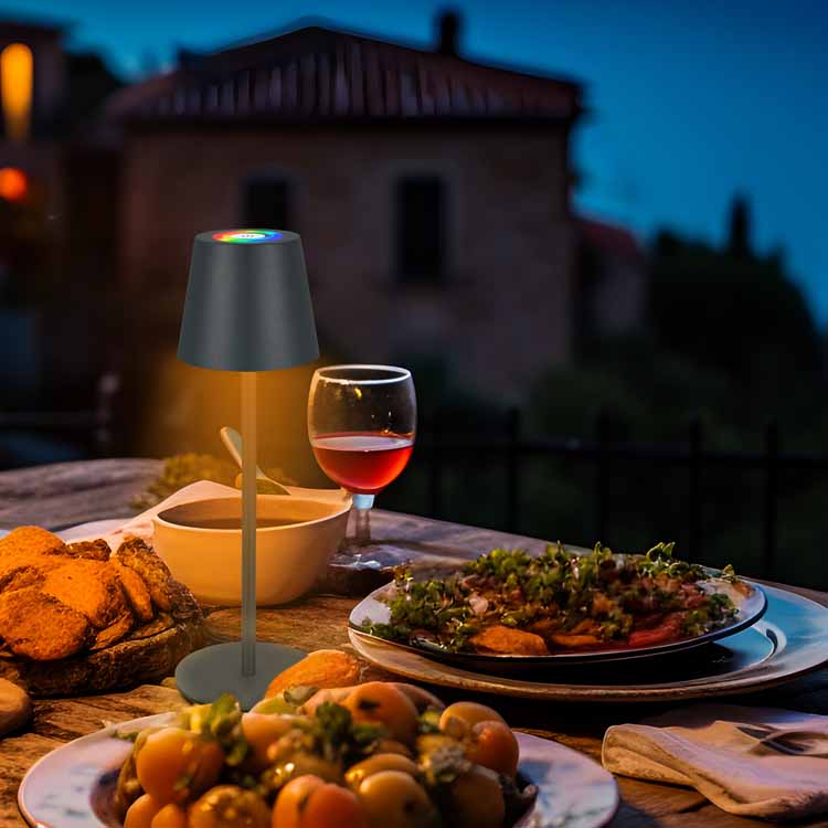 Tafellamp Marilo - zwart - 36cm - dimbaar - LED - 3W - RGB - IP44 - oplaadstation