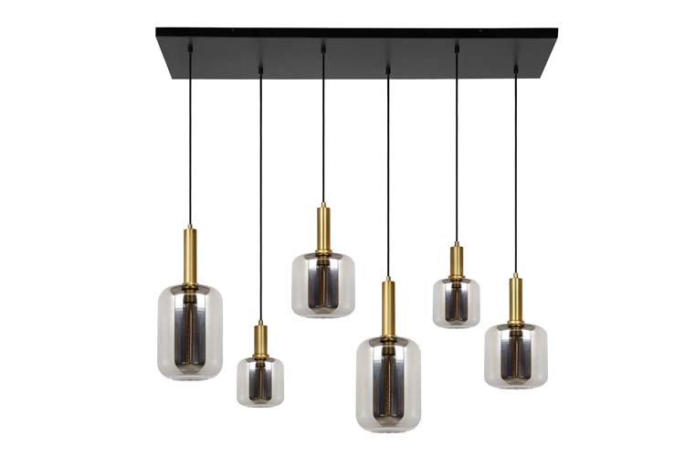 Lucide JOANET - Hanglamp - 6xE27 - Fumé