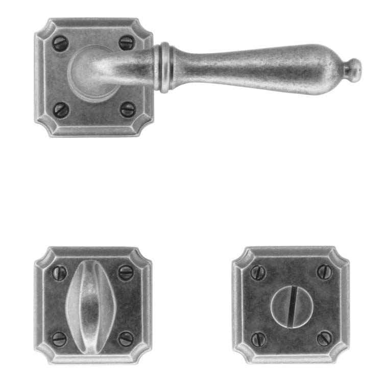 Deurkruk pro roselle oud zilver met WC-slot