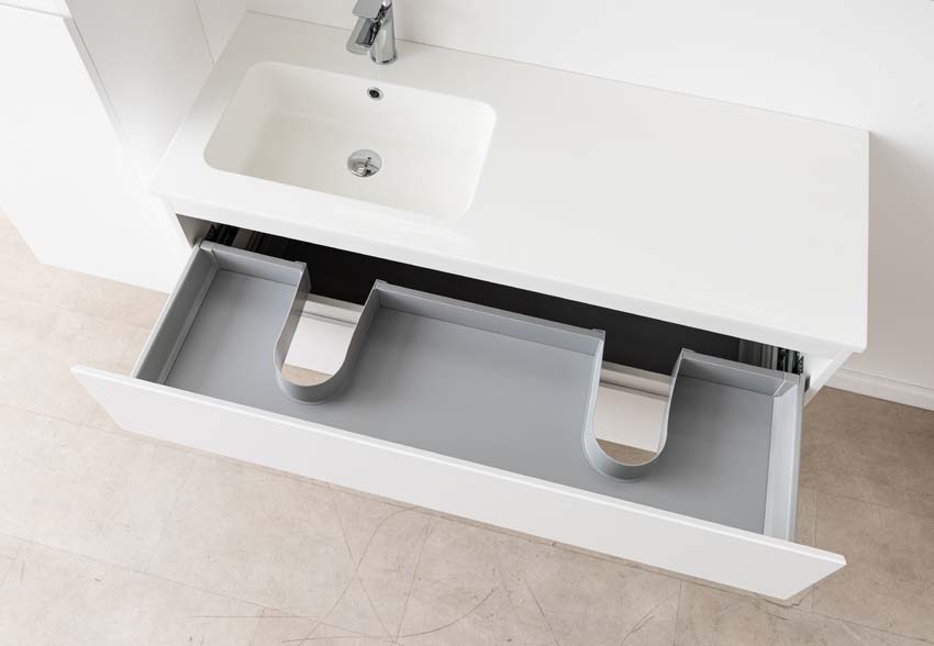 Badkamermeubel Tibo wit met enkele wastafel glanzend wit 120cm