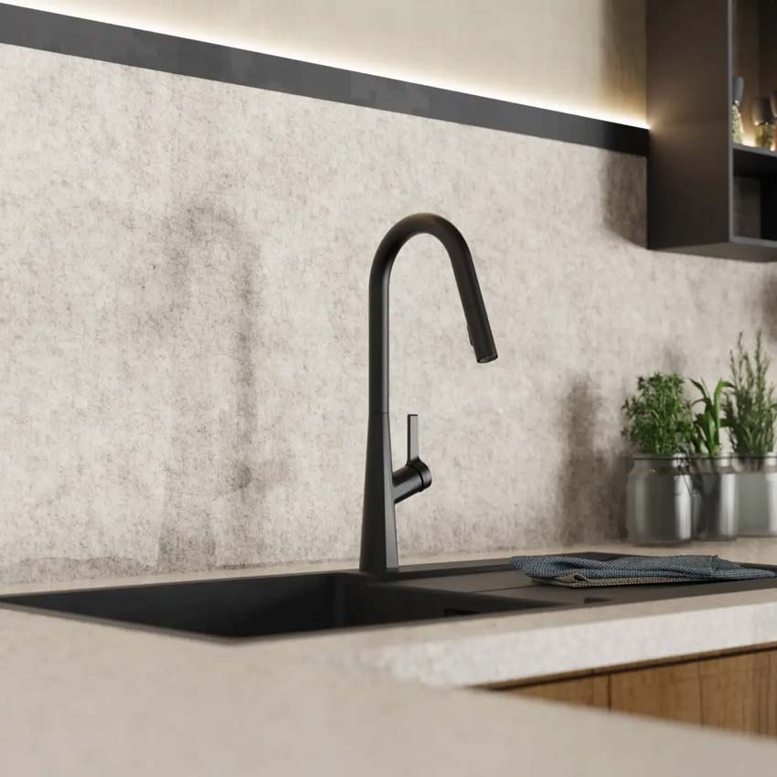 Robinet de cuisine Wasserwerk WK 9 Curve noir mat avec bec extractible