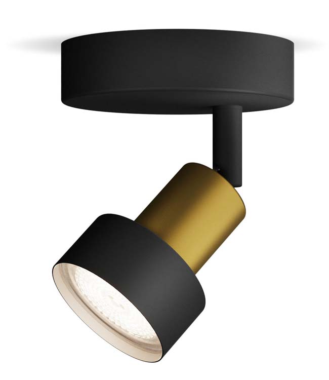 Opbouwspot - dimbaar - GU10 - 1x5W - excl lamp - zwart/goud