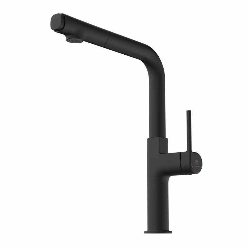 Robinet de cuisine Wasserwerk WK 11 noir mat avec bec extractible