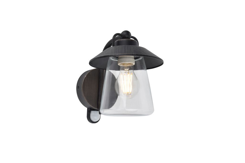 Applique murale extérieur - noir rouille - 22x17,6x22,4cm - dimmable - E27 - 1x40W - IP44 - détecteur de mouvement