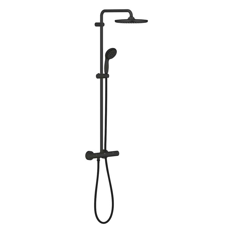 Doucheset thermostatisch Grohe Vitalio 25 cm mat zwart