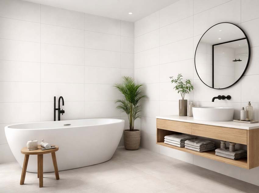 Carrelage mural mat blanc 30x90cm